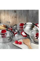 Aryıldız Flamingo Cam İdeal 22 Parça Tencere Seti - Red