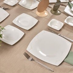 Karaca Fine Pearl Node 26 Parça 6 Kişilik Kare İnci Kahvaltı/Servis Takımı