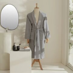 Karaca Home Elroy %100 Pamuk Erkek Bornoz Takımı L-XL Gri
