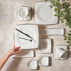 Karaca Fine Pearl Agate 26 Parça 6 Kişilik İnci Kahvaltı/Servis Takımı Platin