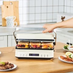 Karaca Presto 2 in 1 Digital 2009 Döküm Izgara ve Tost Makinesi Krem 2000W 6 Dilim Kapasiteli