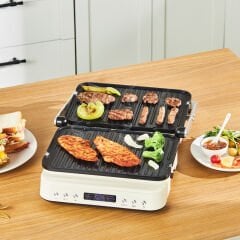 Karaca Presto 2 in 1 Digital 2009 Döküm Izgara ve Tost Makinesi Krem 2000W 6 Dilim Kapasiteli