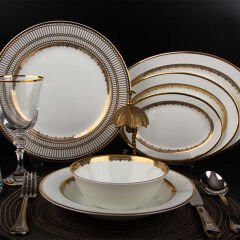 Evaliza Crown 60 Parça 12 Kişilik Yemek Takımı - Altın