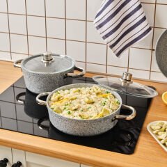 Karaca Biogranit Nare 7 Parça Tencere Seti Mavi