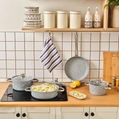 Karaca Biogranit Nare 7 Parça Tencere Seti Mavi