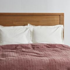 Karaca Home Sandra Çift Kişilik Balık Sırtı Desenli Pamuk Battaniye Bordo