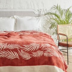 Karaca Home Leaf Tek Kişilik Pamuklu Battaniye Terracota