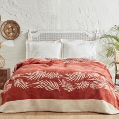 Karaca Home Leaf Tek Kişilik Pamuklu Battaniye Terracota