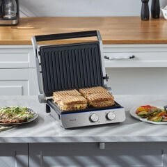 Homend Grilliant 1344H Inox Gövdeli, Döküm Plakalı Tost ve Izgara Makinesi