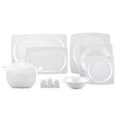 Emsan Fine Bone Meyra 61 Parça 12 Kişilik Kare Yemek Takımı