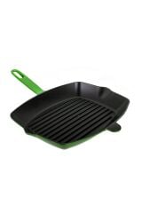 Aryıldız T/T Döküm Demir Dikdörtgen Grill Tava Majolik Yeşil - 26x32 Cm