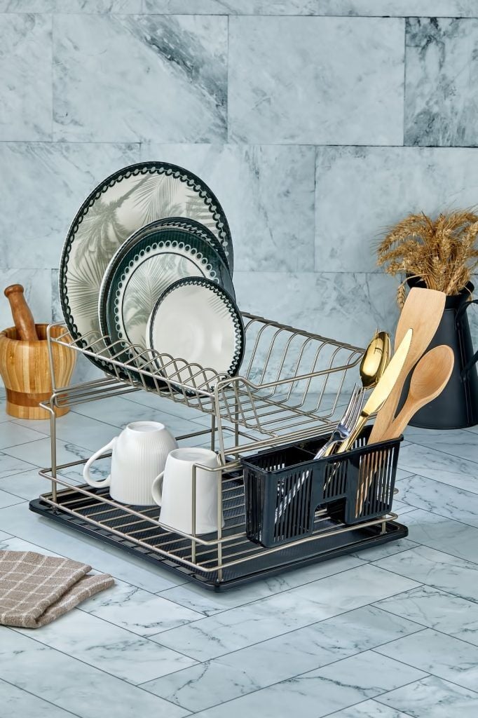 Cooker CKR3270 36x30 Cm 2 Katlı Metal Bulaşıklık - Saten