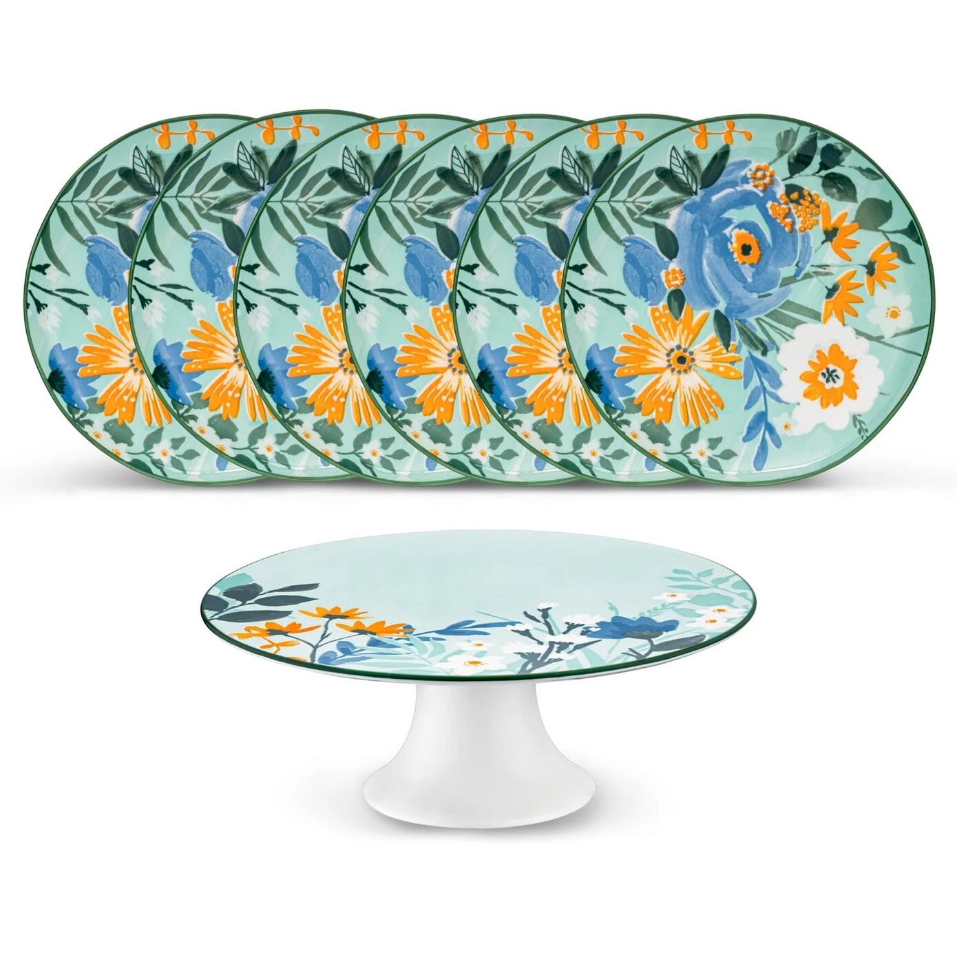 Jumbo Floral 6 Kişilik 7 Parça Pasta Takımı