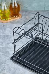 Cooker CKR2925 36x30 Cm 2 Katlı Metal Bulaşıklık - Siyah