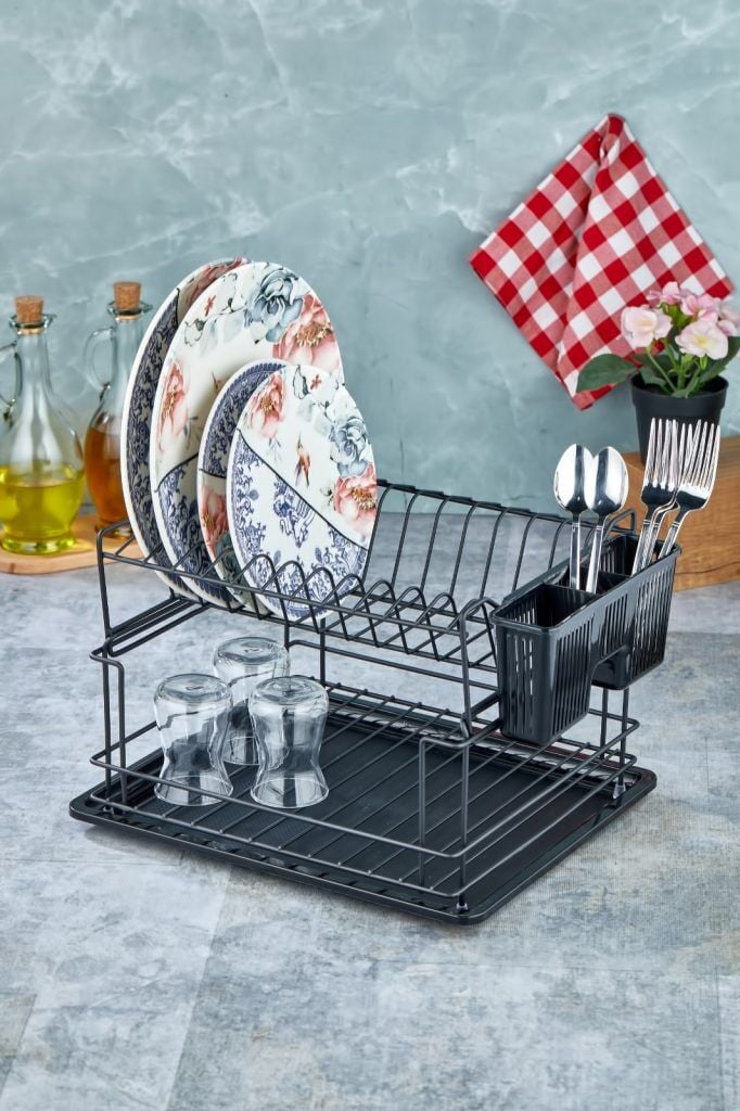 Cooker CKR2925 36x30 Cm 2 Katlı Metal Bulaşıklık - Siyah