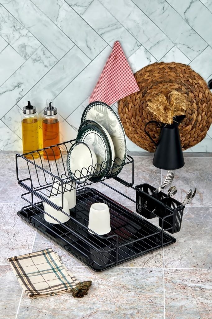 Cooker CKR2983 47x38 Cm 2 Katlı Metal Bulaşıklık - Siyah