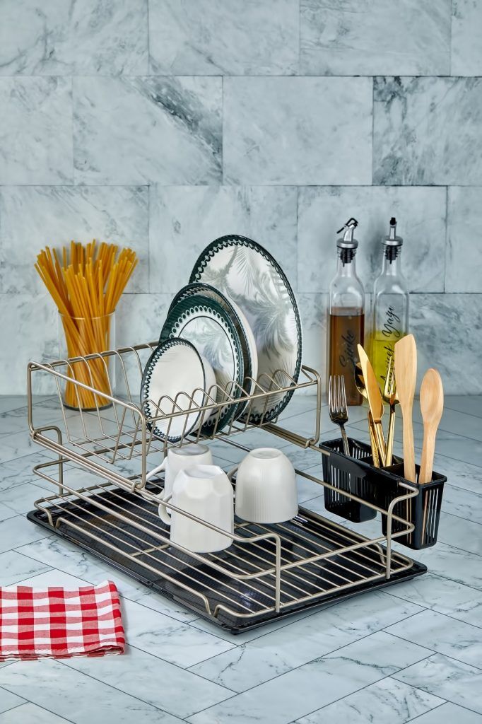 Cooker CKR2986 47x38 Cm 2 Katlı Metal Bulaşıklık - Saten