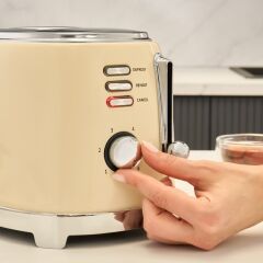 Homend Vintage Breadfast 1527H 2 Dilim Kapasiteli Ekmek Kızartma Makinesi Krem
