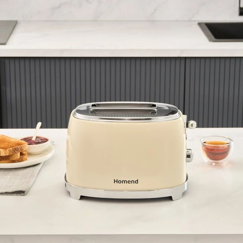 Homend Vintage Breadfast 1527H 2 Dilim Kapasiteli Ekmek Kızartma Makinesi Krem