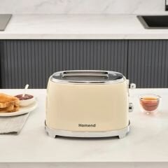 Homend Vintage Breadfast 1527H 2 Dilim Kapasiteli Ekmek Kızartma Makinesi Krem