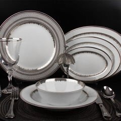 Evaliza Crown 60 Parça 12 Kişilik Yemek Takımı - Platin