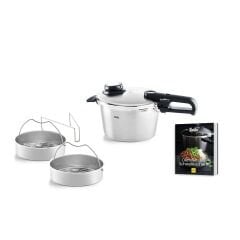 Fissler Vitavit® Premium 4.5 Litre Düdüklü Tencere Seti+2 Parça Buharda Pişirme+SKT Tarif Kitabı