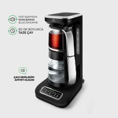 Karaca Robotea Pro 4 in 1 Konuşan Cam Çay Makinesi Black Chrome