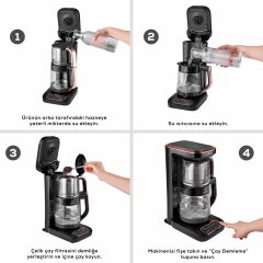 Karaca Robotea Pro 4 in 1 Konuşan Cam Çay Makinesi Black Chrome