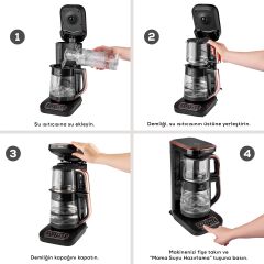Karaca Robotea Pro 4 in 1 Konuşan Cam Çay Makinesi Black Chrome