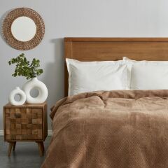 Karaca Home Sandra Çift Kişilik Balık Sırtı Desenli Pamuk Battaniye Bej