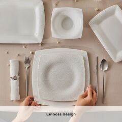 Karaca Fine Pearl Helen 58 Parça 12 Kişilik Kare Yemek Takımı