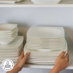 Karaca Fine Pearl Helen 58 Parça 12 Kişilik Kare Yemek Takımı