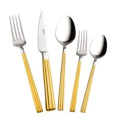 Jumbo 5300 Mat Altın 12 Kişilik 60 Parça Çatal Kaşık Bıçak Takımı