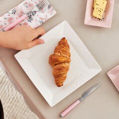 Karaca Forever Bone Trend Emboss Porselen 32 Parça 6 Kişilik Kahvaltı Takımı Pink