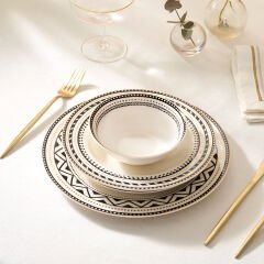 Karaca Elegance Bone Tria 24 Parça 6 Kişilik Yemek Takımı Siyah