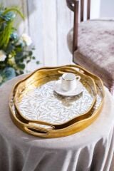 Acar CHA-07498/4 Myra 2'li Gold Cam Tepsi - 43.5/37.5 cm