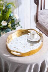 Acar CHA-07498/4 Rosa 2'li Gold Cam Tepsi - 43.5/37.5 cm