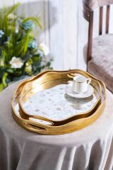 Acar CHA-07498/4 Rosa 2'li Gold Cam Tepsi - 43.5/37.5 cm