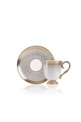 Acar HXF-05086/12 Nova Gold 6 Kişilik Kahve Fincan Takımı - Beyaz