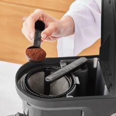 Karaca Hatır Plus 5 in 1 Konuşan Közde ve Sütlü Türk Kahvesi ve Filtre Kahve Makinesi Black Chrome