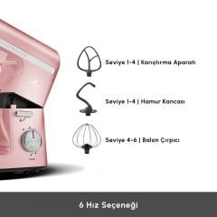 Karaca Mastermaid Chef Pro Çift Kollu Stand Mikser Pearly Pink 1750w 5L