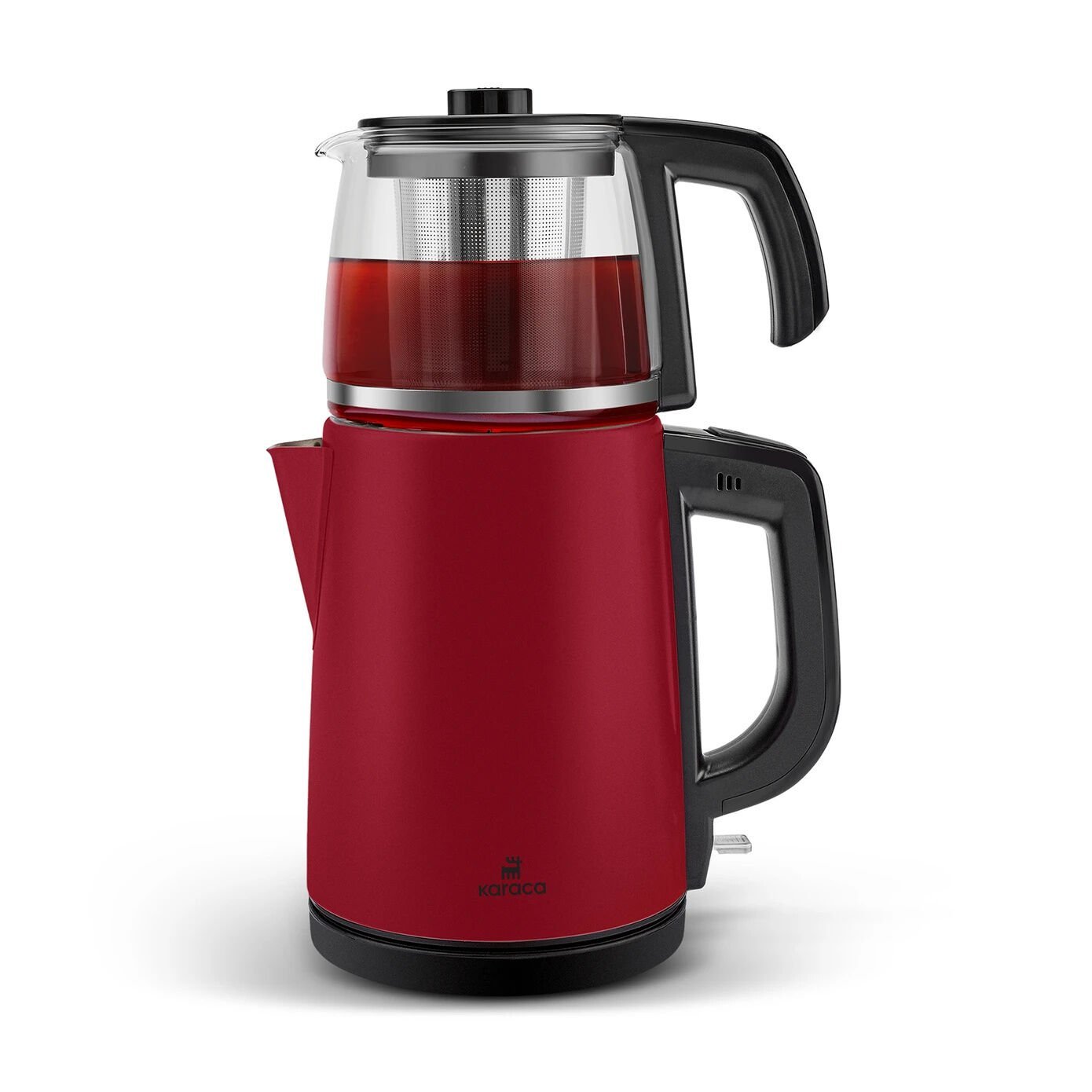 Karaca Tea Glass 2 in 1 Çelik Çay Makinesi ve Kettle Viva Magenta