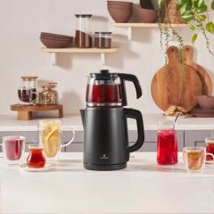 Karaca Tea Glass 2 in 1 Çelik Çay Makinesi ve Kettle Mat Siyah