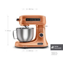 Karaca Pro Artisan Tartılı Dijital Ekran Zaman Ayarlı Döküm Hamur Yoğurma Makinesi Copper Glow 1600W 5L