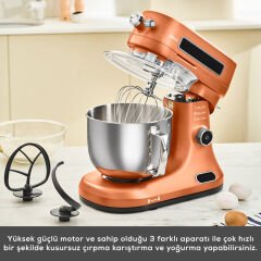 Karaca Pro Artisan Tartılı Dijital Ekran Zaman Ayarlı Döküm Hamur Yoğurma Makinesi Copper Glow 1600W 5L