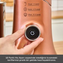 Karaca Pro Artisan Tartılı Dijital Ekran Zaman Ayarlı Döküm Hamur Yoğurma Makinesi Copper Glow 1600W 5L