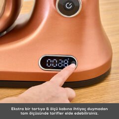 Karaca Pro Artisan Tartılı Dijital Ekran Zaman Ayarlı Döküm Hamur Yoğurma Makinesi Copper Glow 1600W 5L