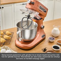 Karaca Pro Artisan Tartılı Dijital Ekran Zaman Ayarlı Döküm Hamur Yoğurma Makinesi Copper Glow 1600W 5L