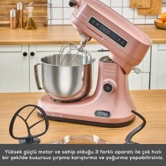 Karaca Pro Artisan Tartılı Dijital Ekran Zaman Ayarlı Döküm Hamur Yoğurma Makinesi Rosegold 1600W 5L