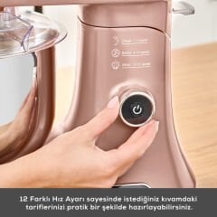 Karaca Pro Artisan Tartılı Dijital Ekran Zaman Ayarlı Döküm Hamur Yoğurma Makinesi Rosegold 1600W 5L